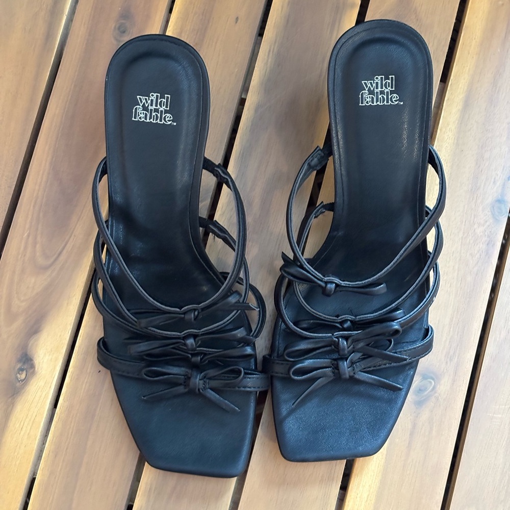 Wild Fable Elegant Black Heeled Strappy Sandals